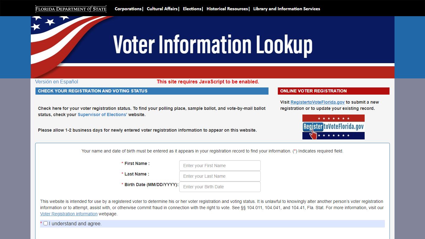 State of Florida Voter Lookup | Search