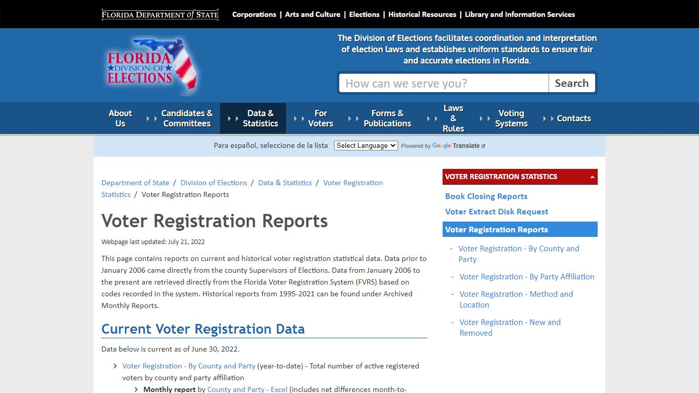 Voter Registration Reports - Florida Department of State